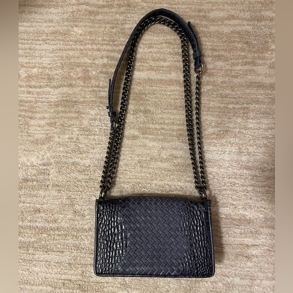 Sondra Roberts New York Blue Faux Croc Print Crossbody or Shoulder Bag or Clutch - Picture 1 of 16